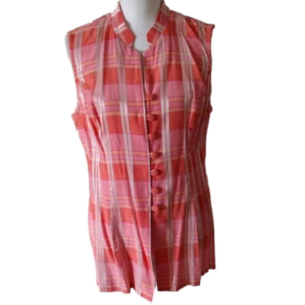 Jamie Brooke sleeveless plaid blouse. Sz 14‎